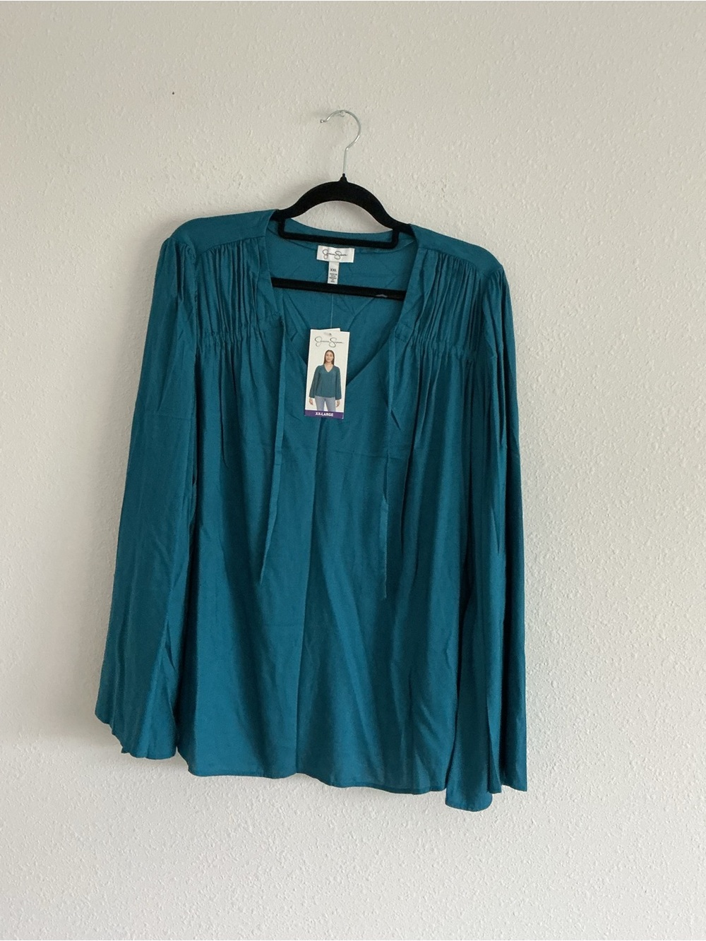 Jessica Simpson Teal Long-Sleeve Peasant Tunic